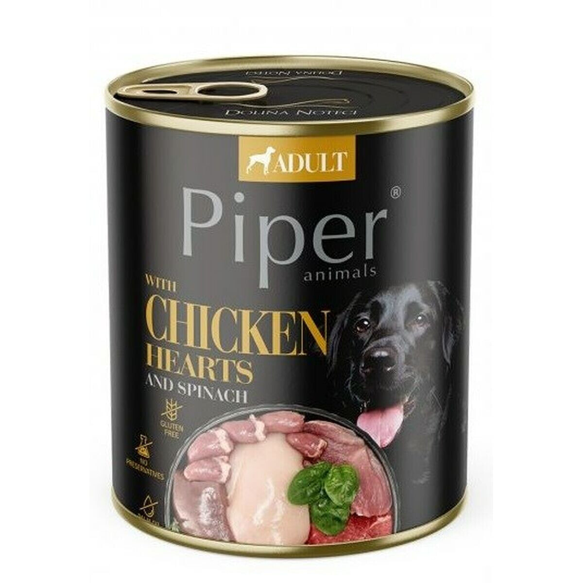Влажный корм Dolina Noteci Piper Chicken hearts with spinach Курица Шпинат 800 g