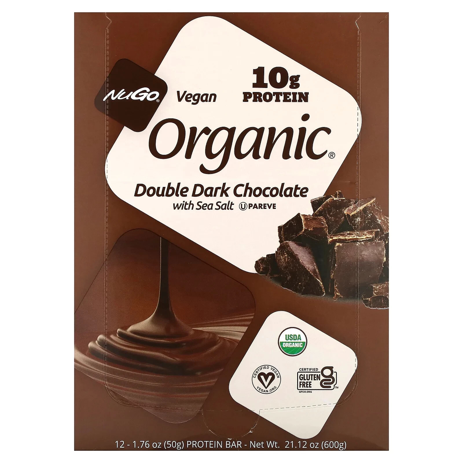 NuGo Nutrition, NuGo Dark, белковые батончики, мокка-шоколад, 12 батончиков, весом 50 г (1,76 унции) каждый