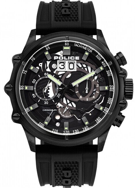 Мужские наручные часы с черным силиконовым ремешком  Luang PL16018JSB/02P  Police