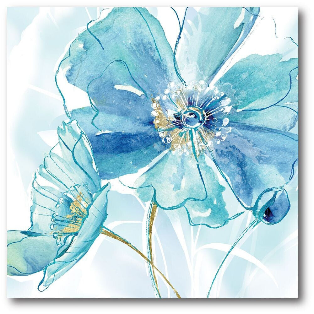 Courtside Market light Blue Flower II Gallery-Wrapped Canvas Wall Art - 16