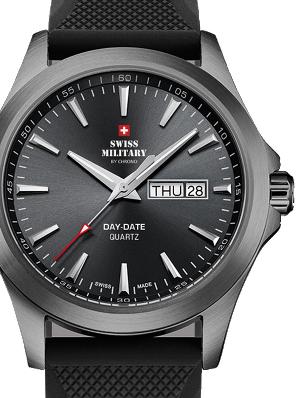 Мужские наручные часы с черным силиконовым ремешком Swiss Military SMP36040.19 Mens 42mm 5ATM