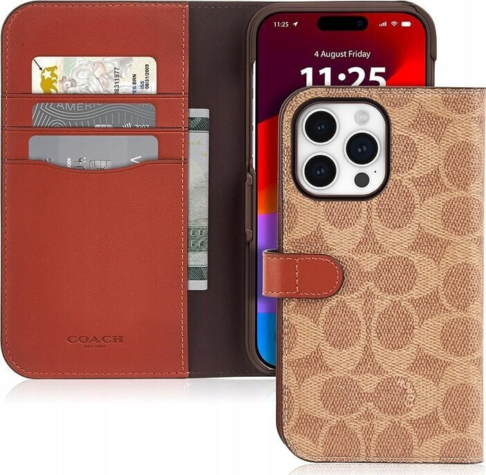 Coach Coach Folio Signature C Case - Etui 2w1 z klapką iPhone 15 Pro Max (Tan)