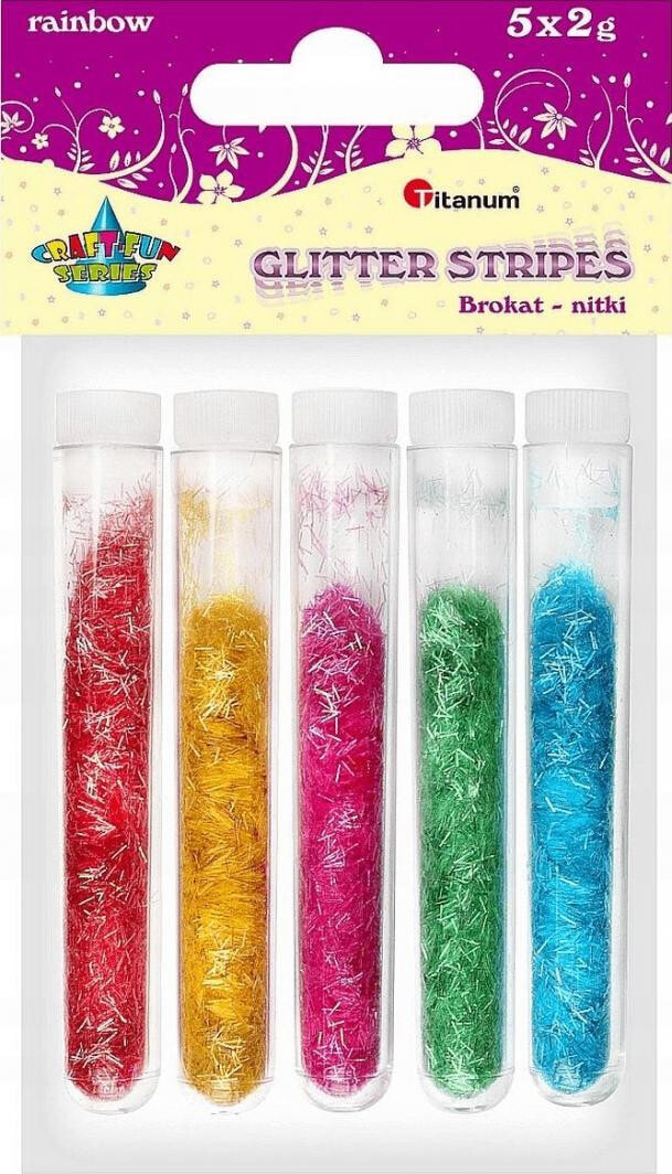 Titanum Glitter in vials, rainbow threads, mix of 5 colors