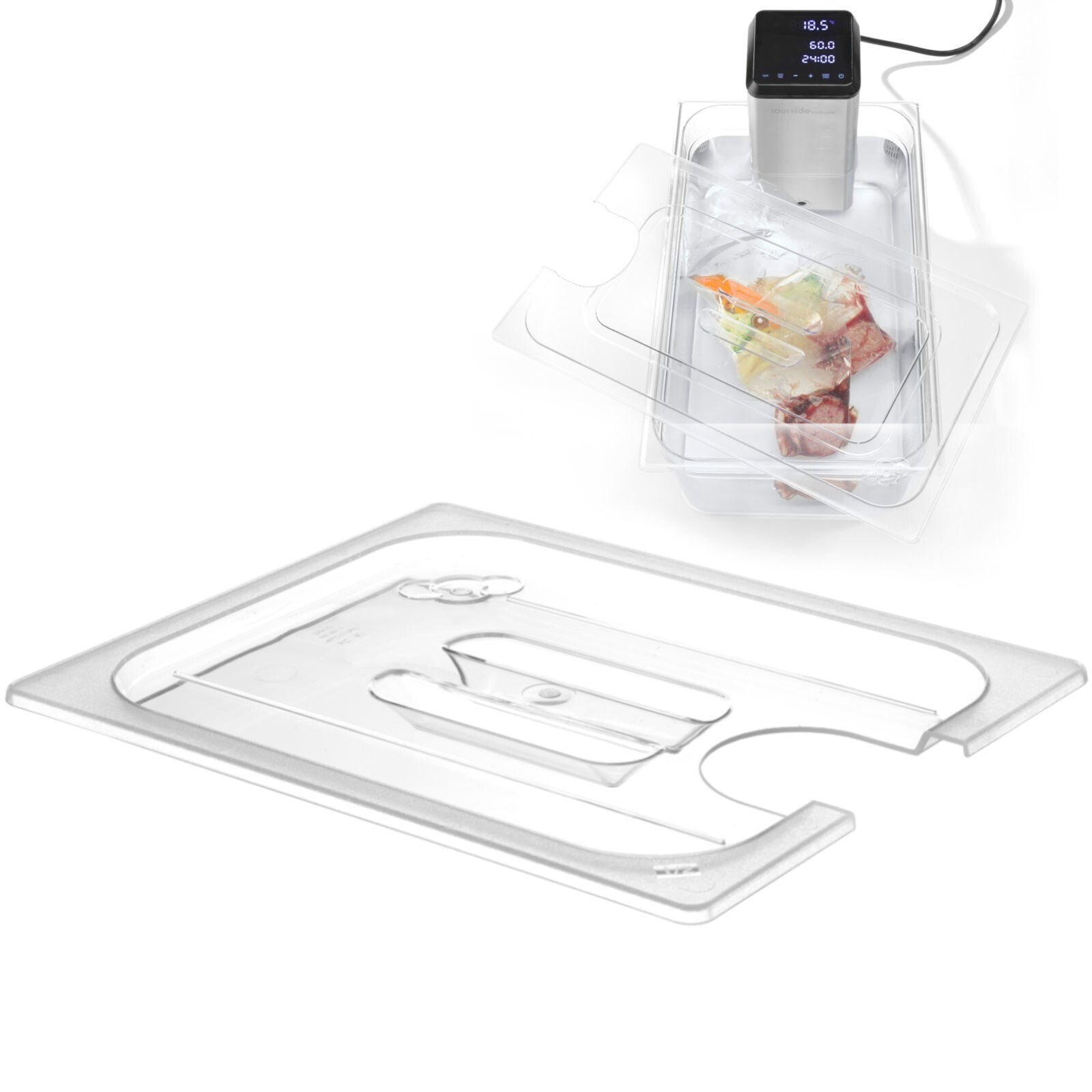 Polycarbonate lid with a Sous-Vide cutout for GN 1/1 containers - Hendi 864227