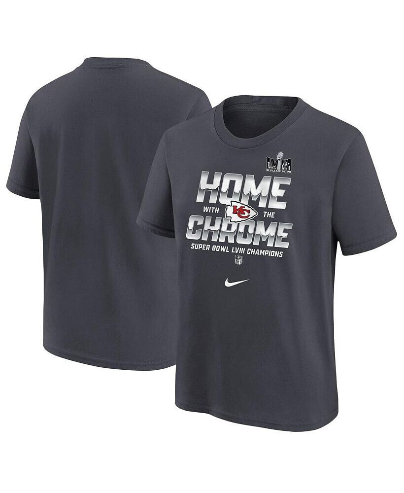 Nike big Boys Anthracite Kansas City Chiefs Super Bowl LVIII Champions Parade T-shirt