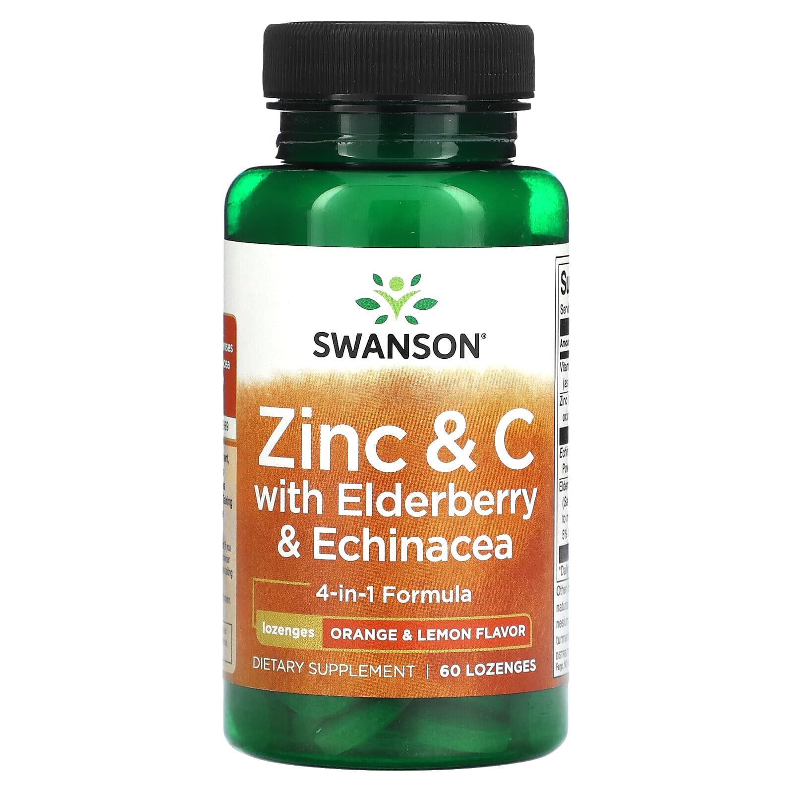 Zinc & C with Elderberry & Echinacea, Orange & Lemon, 60 Lozenges