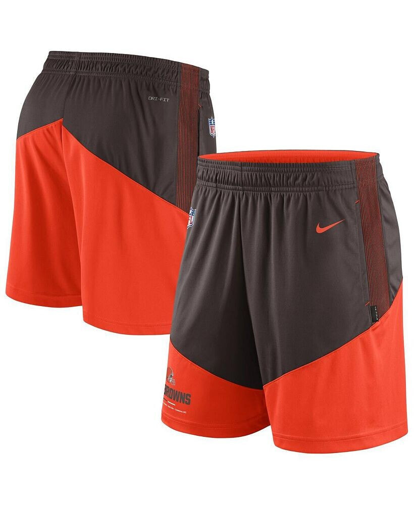 Nike men's Brown, Orange Cleveland Browns Primary Lockup Performance Shorts