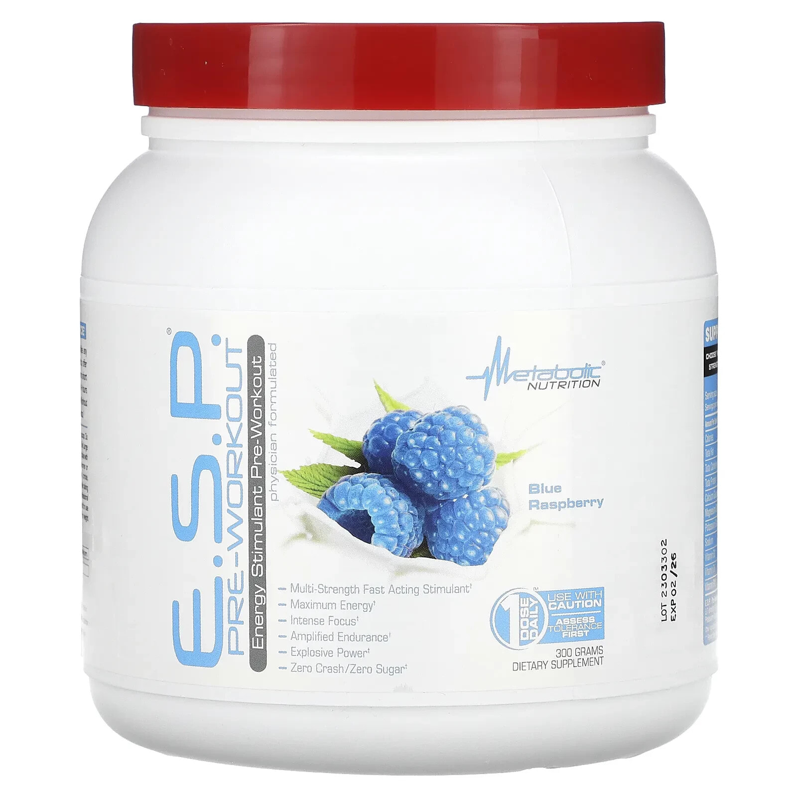 E.S.P. Pre-Workout, Blue Raspberry, 300 g