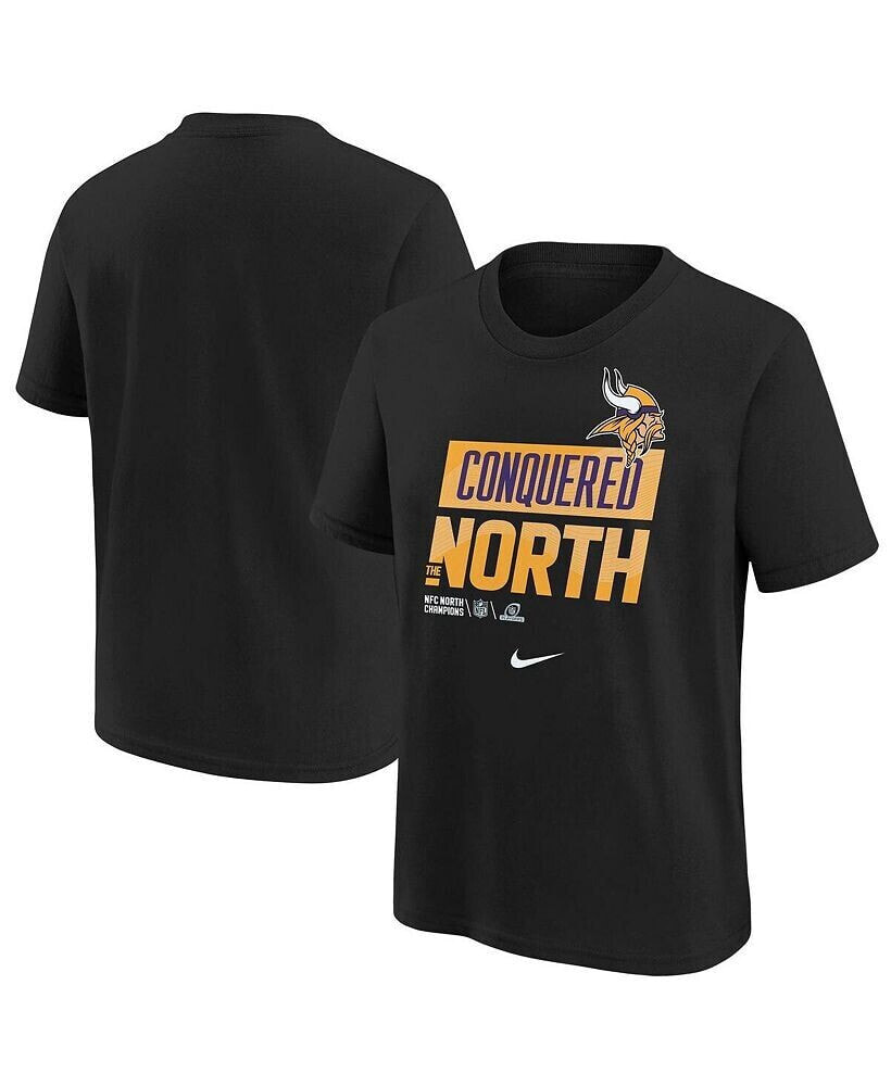 Nike big Boys Black Minnesota Vikings 2022 NFC North Division Champions Locker Room Trophy Collection T-shirt