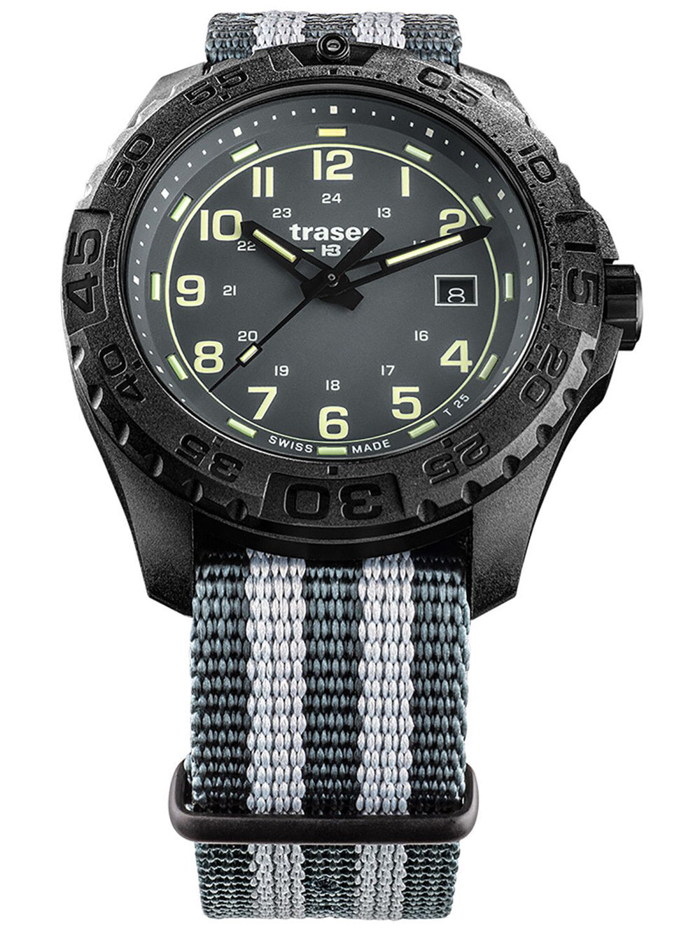 Мужские наручные часы с серым зеленым текстильным ремешком  Traser H3 109037 P96 OdP Evolution grey Mens 44mm 20ATM