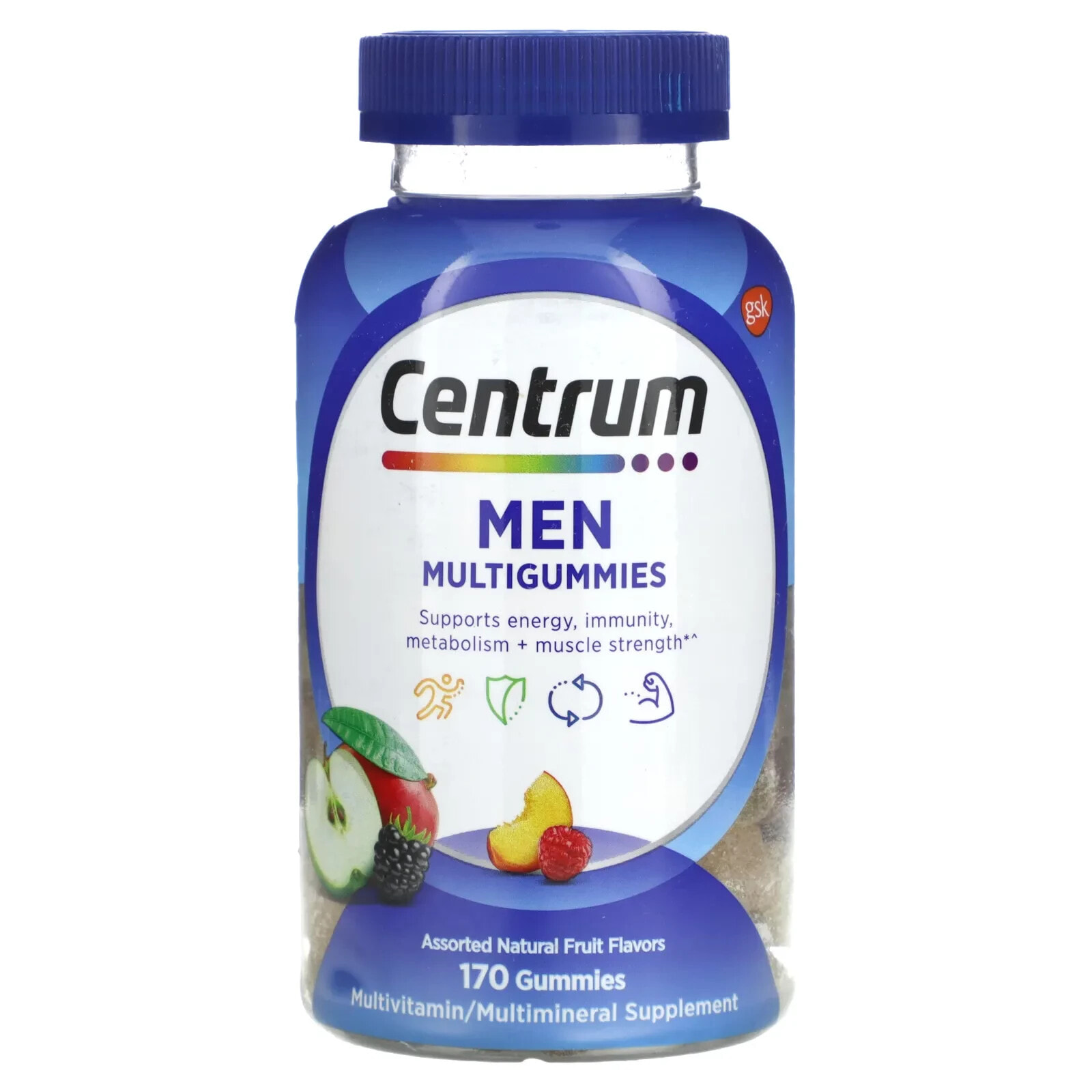 Men Multigummies, Assorted Natural Fruit, 170 Gummies