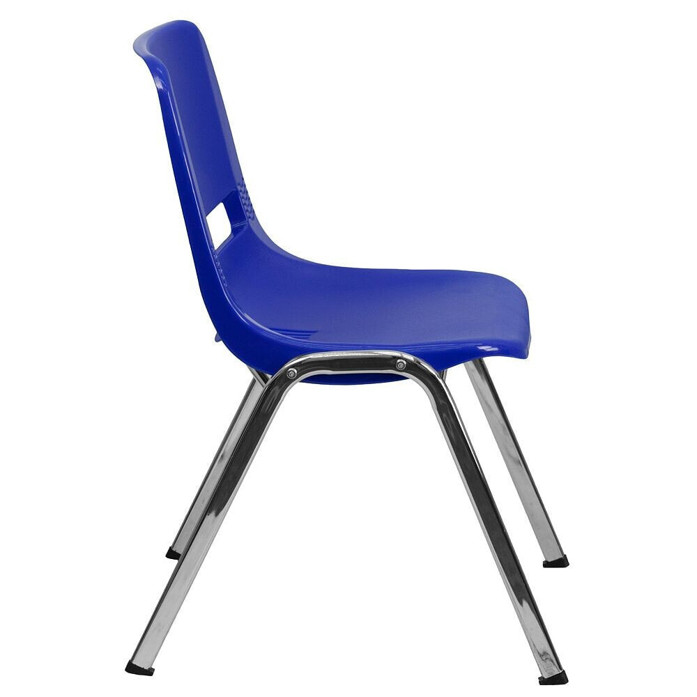 Flash Furniture hercules Series 440 Lb. Capacity Navy Ergonomic Shell Stack Chair With Chrome Frame And 14'' Seat Height