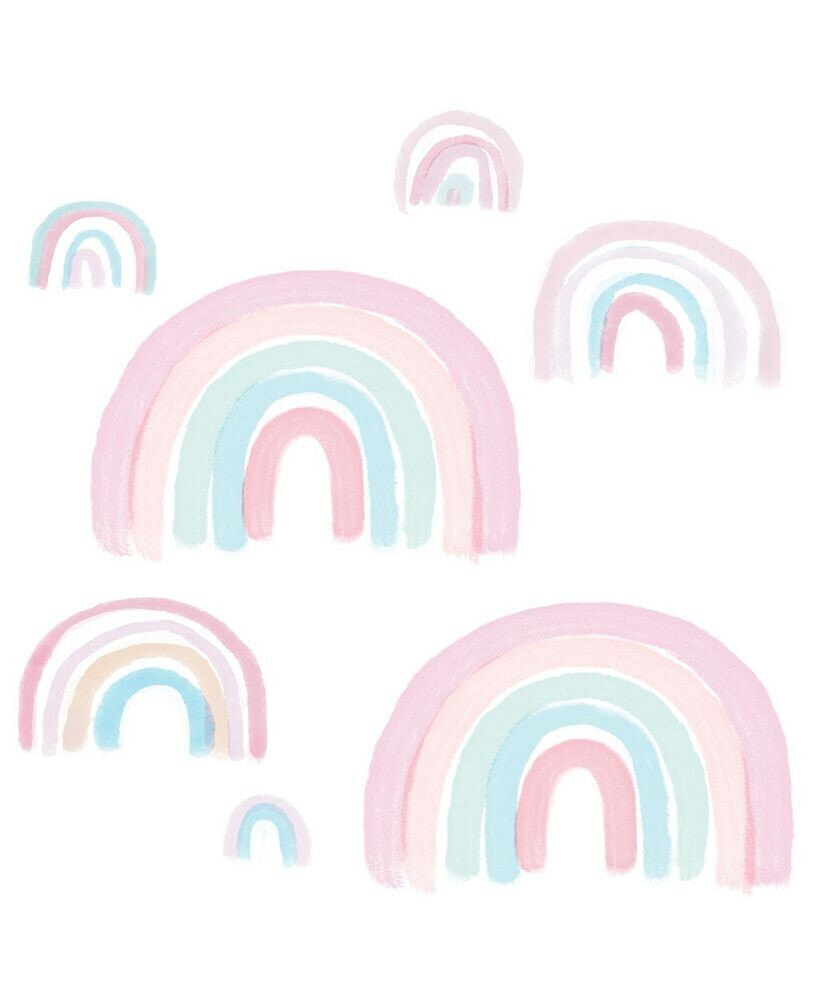 Watercolor Pastel Rainbow Nursery/Kids Wall Decals - Pink/Mint