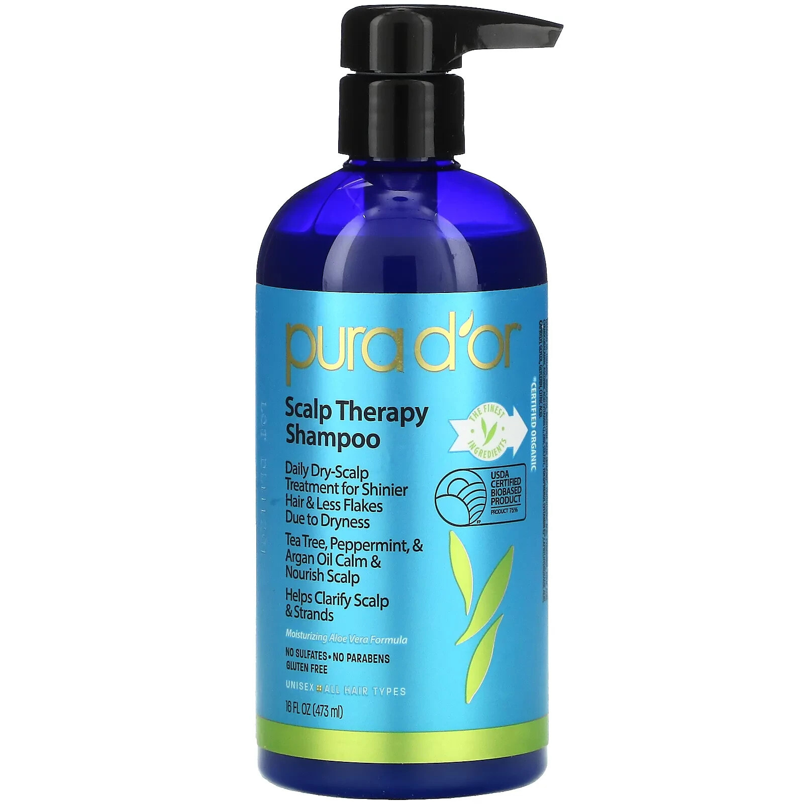 Pura D'or Scalp Therapy Shampoo Увлажняющий шампунь для сухой кожи головы 473 мл