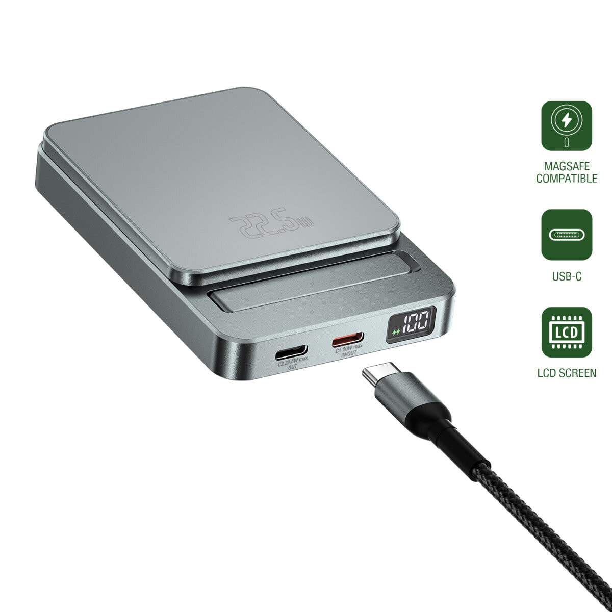 4smarts Wireless Powerbank OneStyle 5000mAh MagSafe-kompatibel grau