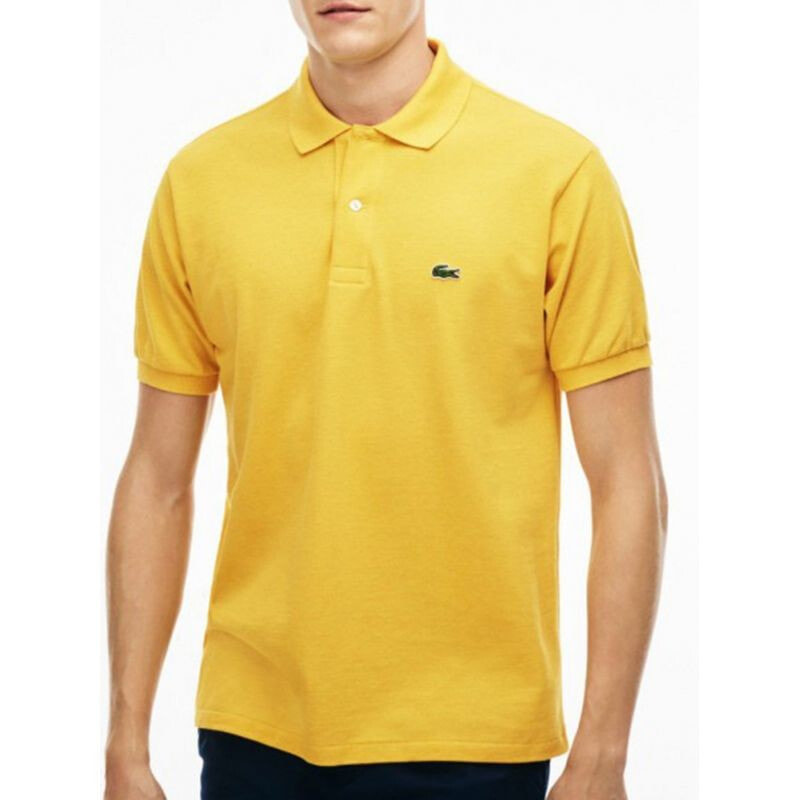 Мужская футболка-поло повседневная желтая с логотипом Lacoste M L126400-HQD