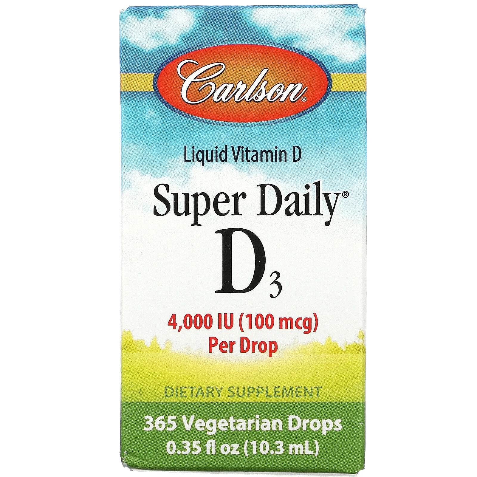 Carlson, Super Daily D3, 1000 МЕ, 10,3 мл (0,35 жидк. унции)