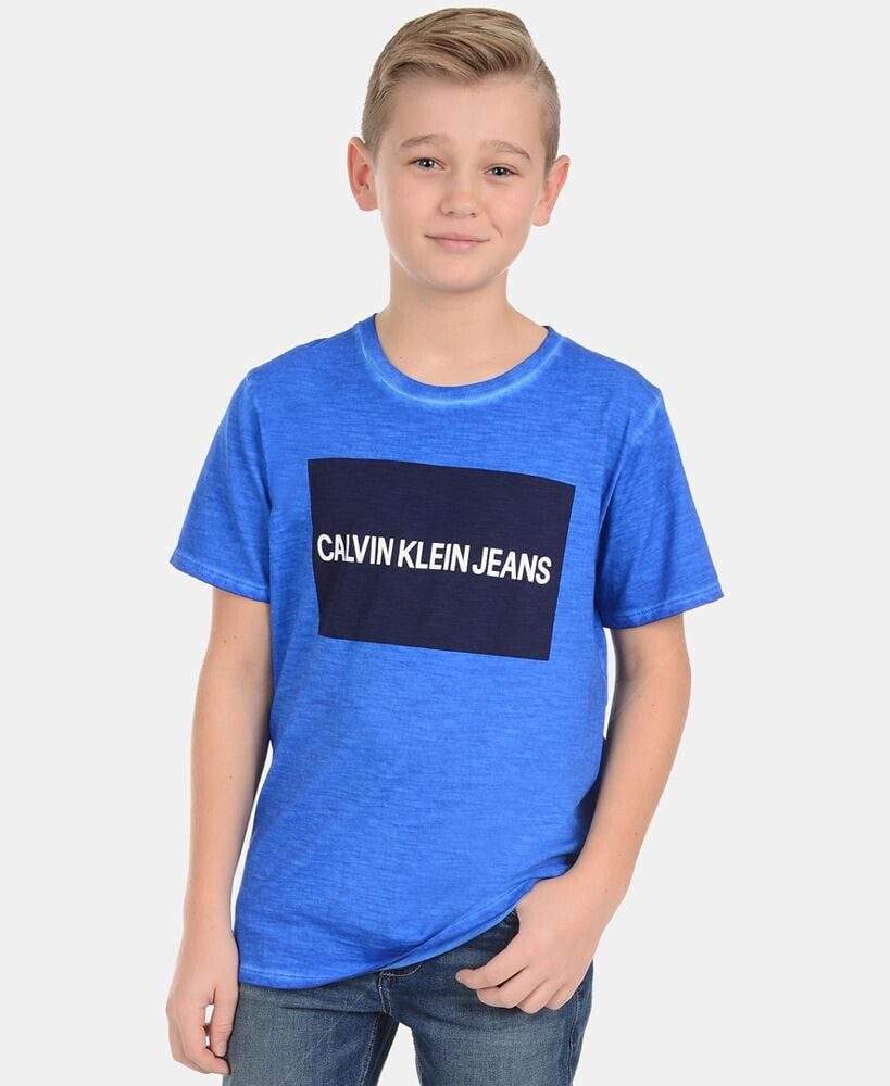 Calvin Klein big Boys Logo-Print Cotton T-Shirt