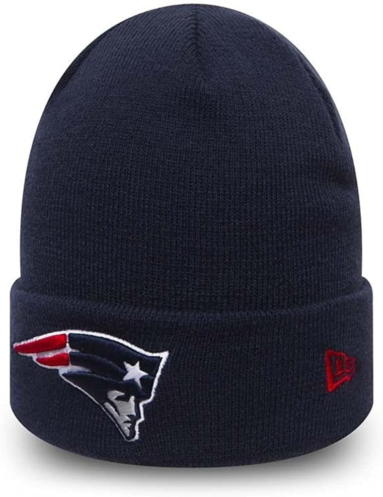 Мужская шапка синяя трикотажная New Era - New England Patriots - Beanie - Team Essential Cuff - Navy
