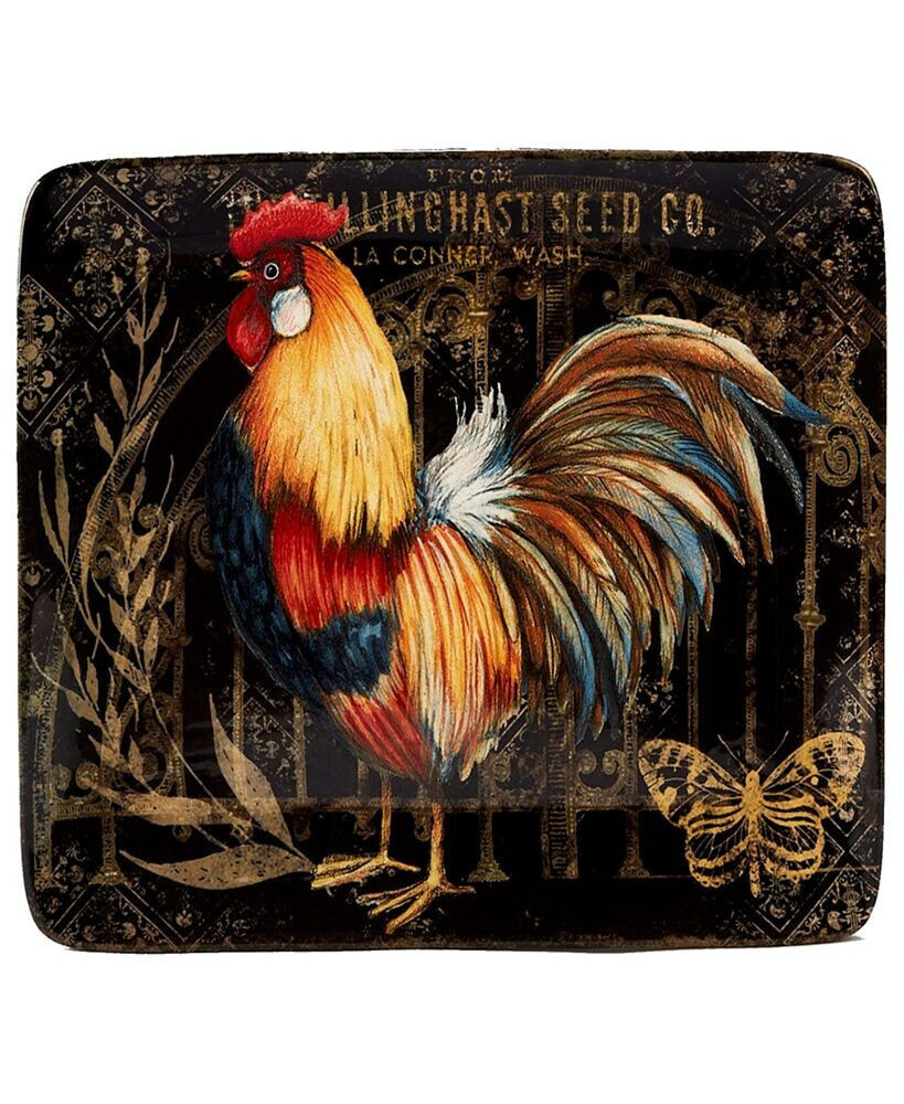 Gilded Rooster Rectangular Platter