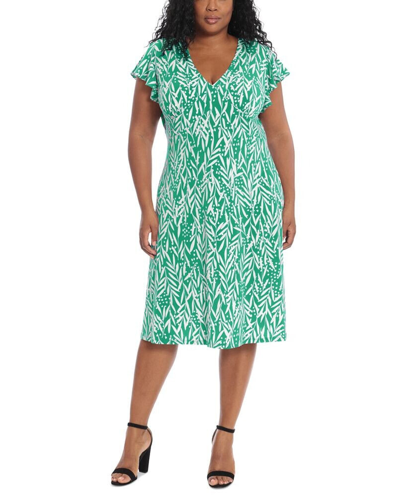 London Times plus Size Printed Fit & Flare Dress