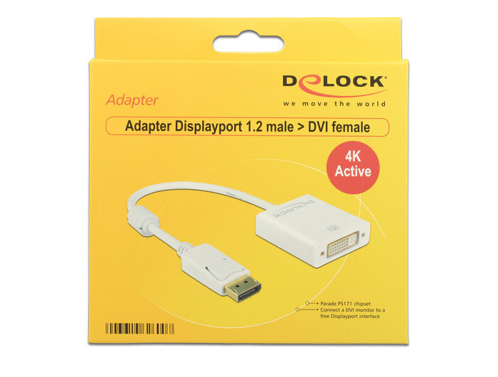 DeLOCK 62600 кабельный разъем/переходник DisplayPort 1.2 DVI-I 24+5 Белый