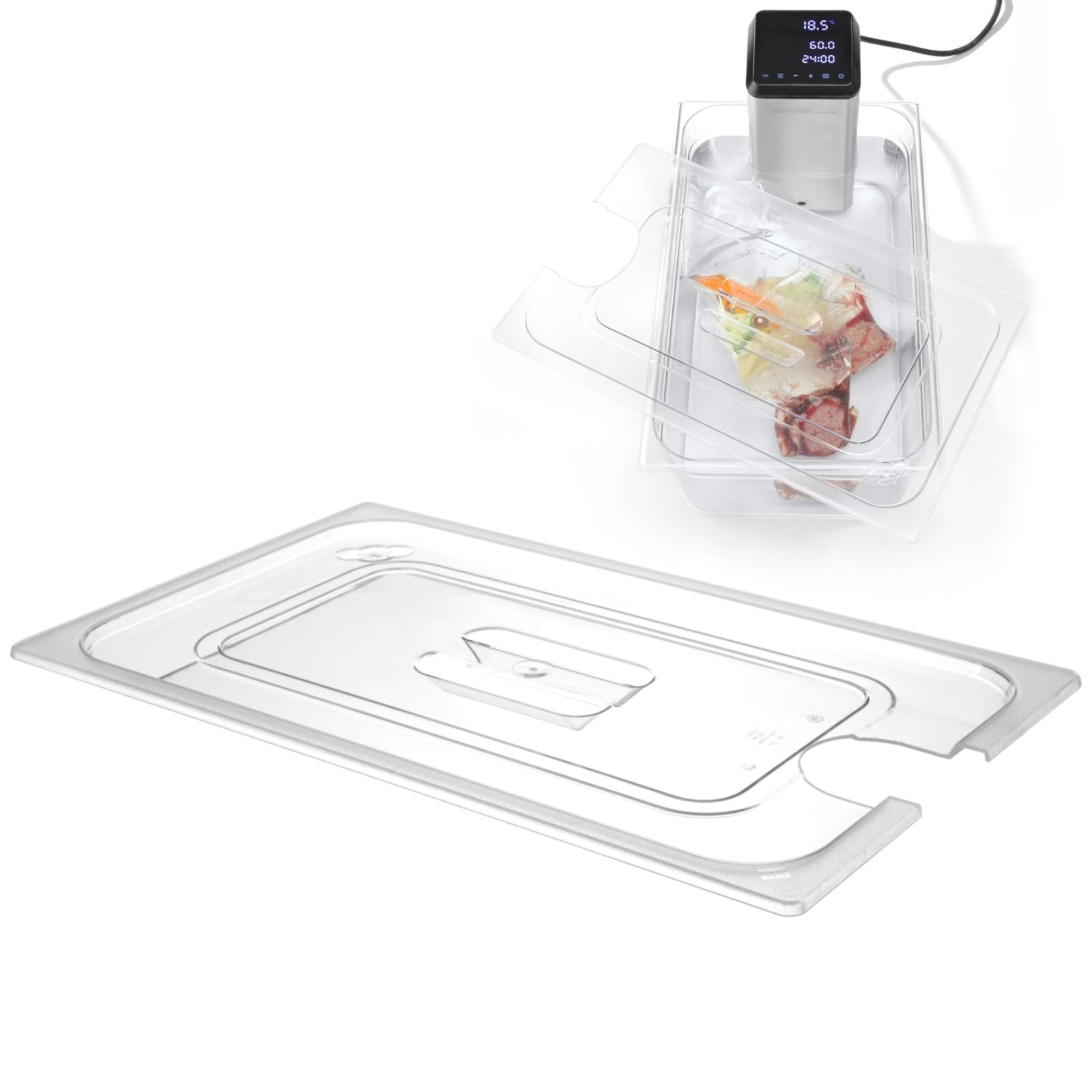 Polycarbonate lid with a Sous-Vide cutout for 1/2 GN containers - Hendi 864210