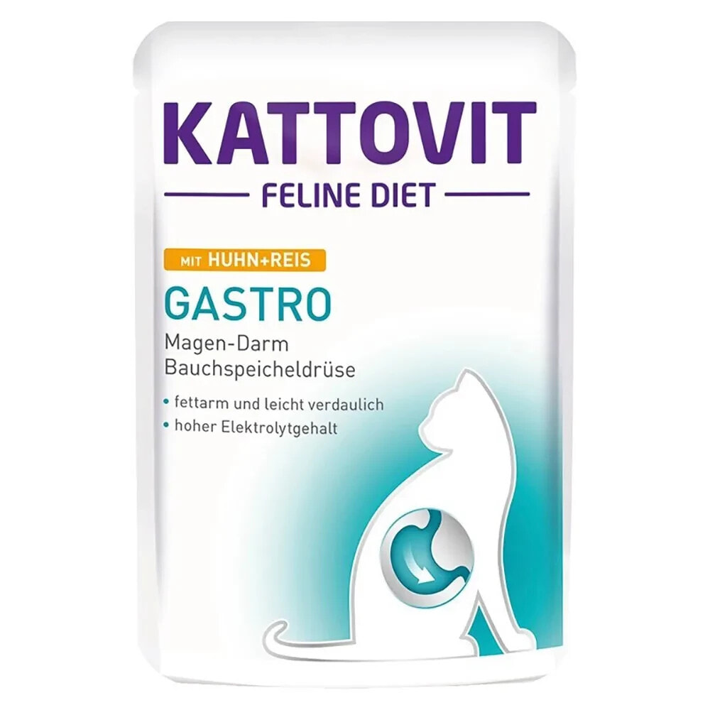 KATTOVIT Feline dietgastro chicken with rice wet cat food 85g