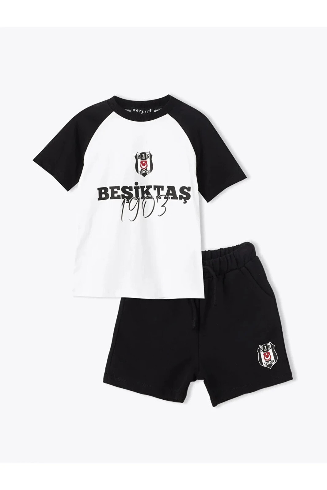 baby Bisiklet Yaka Beşiktaş Baskılı Erkek Bebek Tişört Ve Şort 2'li Takım