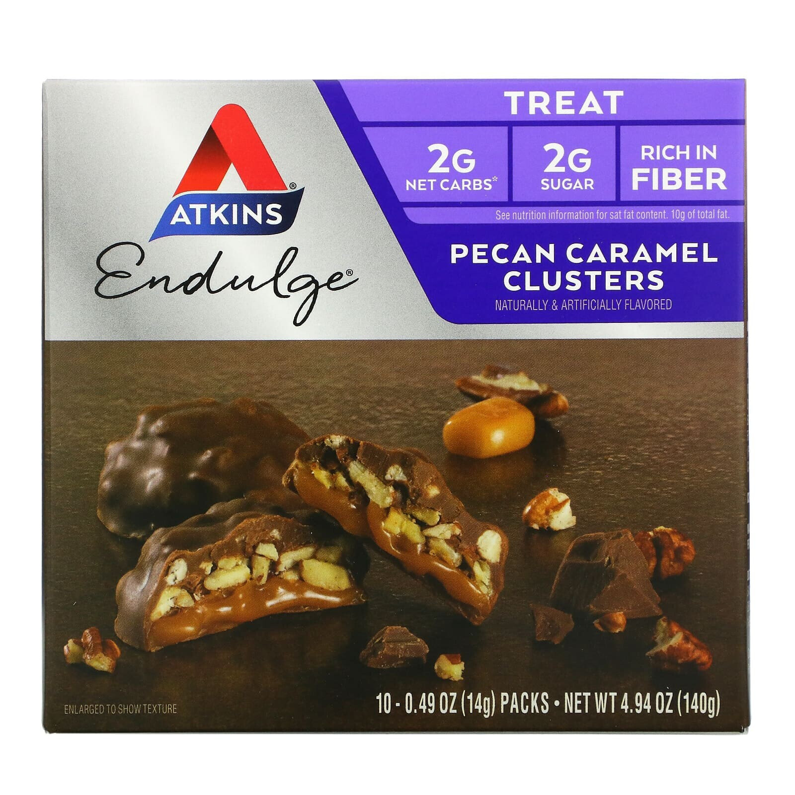 Endulge, Pecan Caramel Clusters, 10 Packs, 0.49 oz (14 g) Each