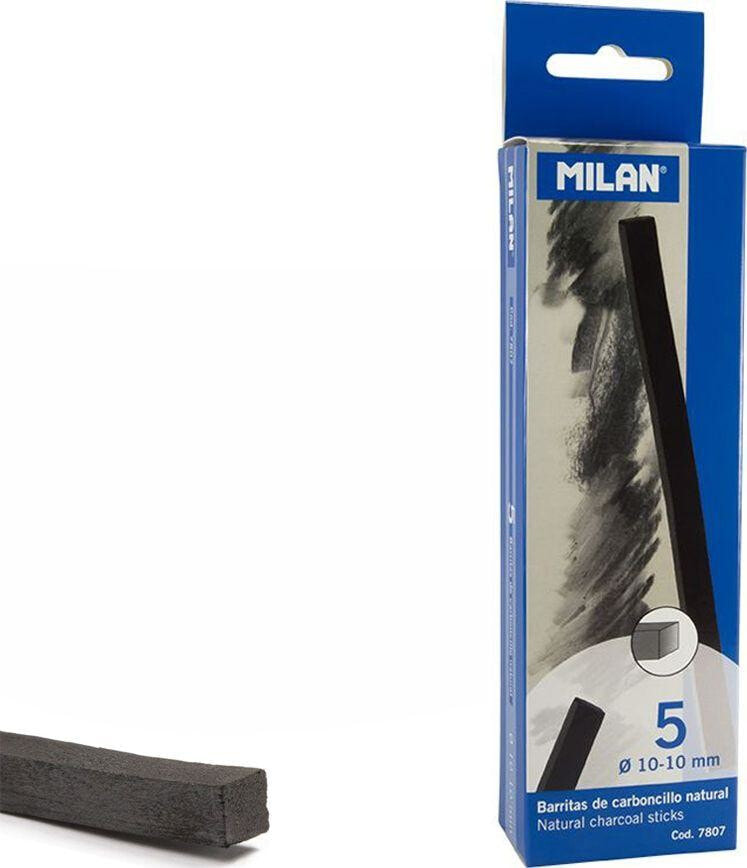 Набор чернографитных карандашей для детей Milan Węgiel naturalny 10x10mm 5szt MILAN