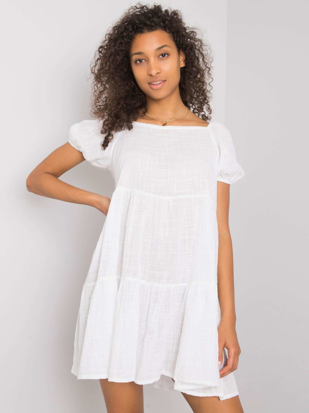 Женское летнее мини платье из хлопка с рукавами фонариками Factory Price