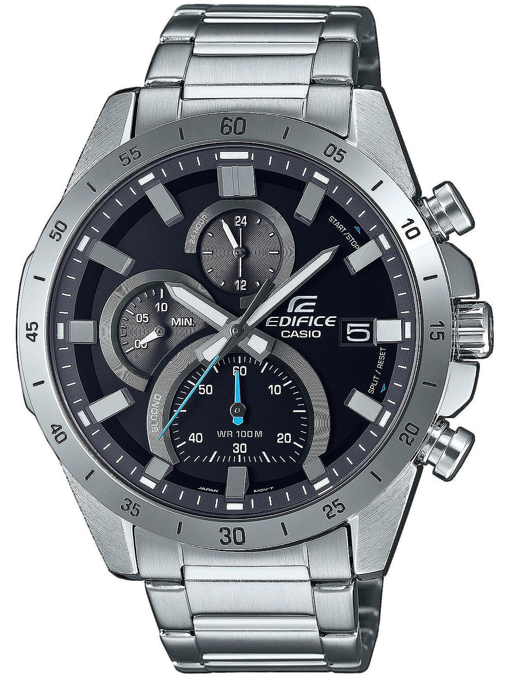 Мужские наручные часы с серебряным браслетом Casio EFR-571D-1AVUEF Edifice mens 47mm 10ATM