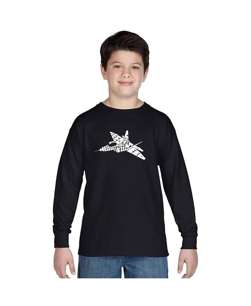 LA Pop Art big Boy's Word Art Long Sleeve T-shirt - FIGHTER JET - NEED FOR SPEED