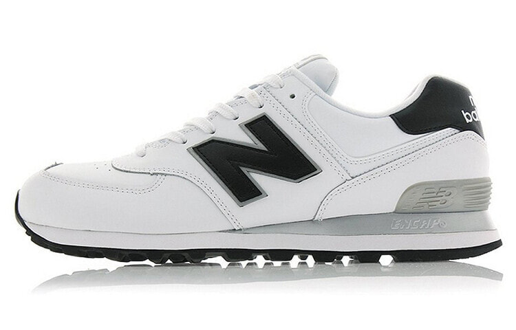 New Balance NB 574 Leather 休闲 透气轻便 低帮 跑步鞋 男款 白黑色 / Кроссовки New Balance NB 574 Leather NB574ALK