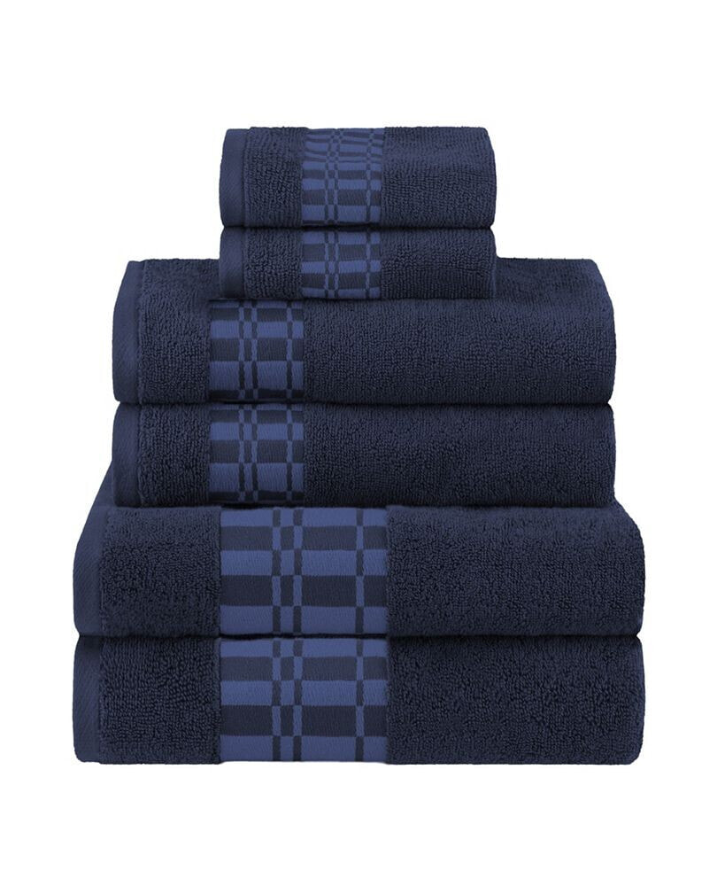 Superior larissa Geometric Embroidered Jacquard Border Cotton 6-Pc. Bath Towel Set