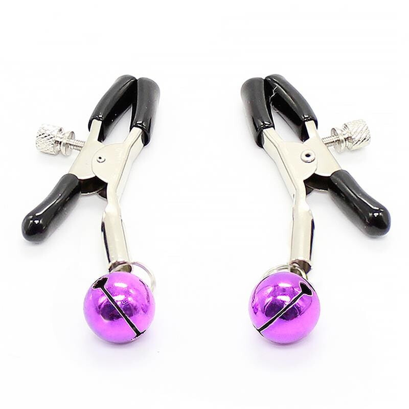 Стимулятор для сосков FETISH ADDICT Nipple Clamps with Purple Bell