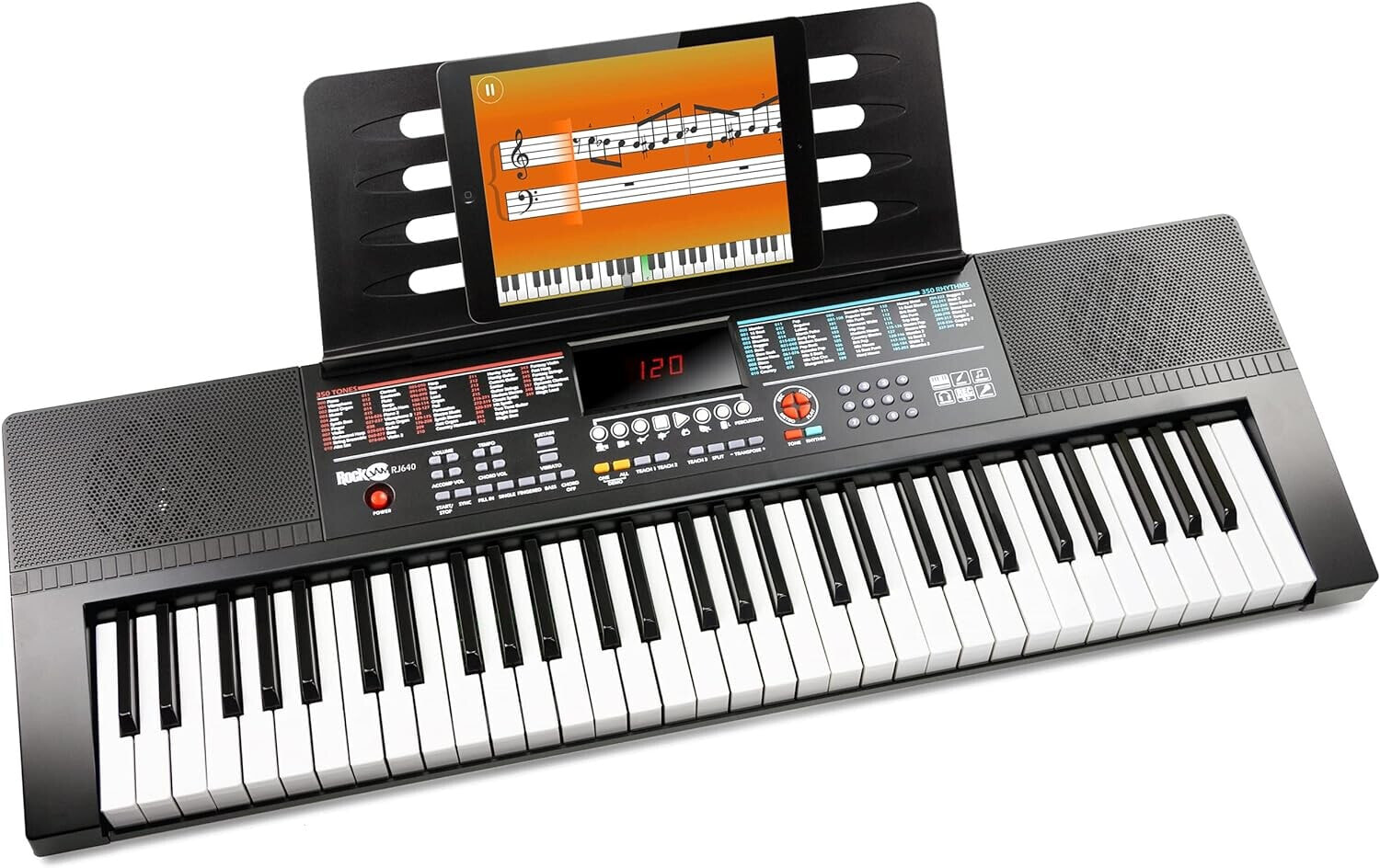 RockJam 61-key portable electronic keyboard piano with power supply, music stand and Simply Piano app