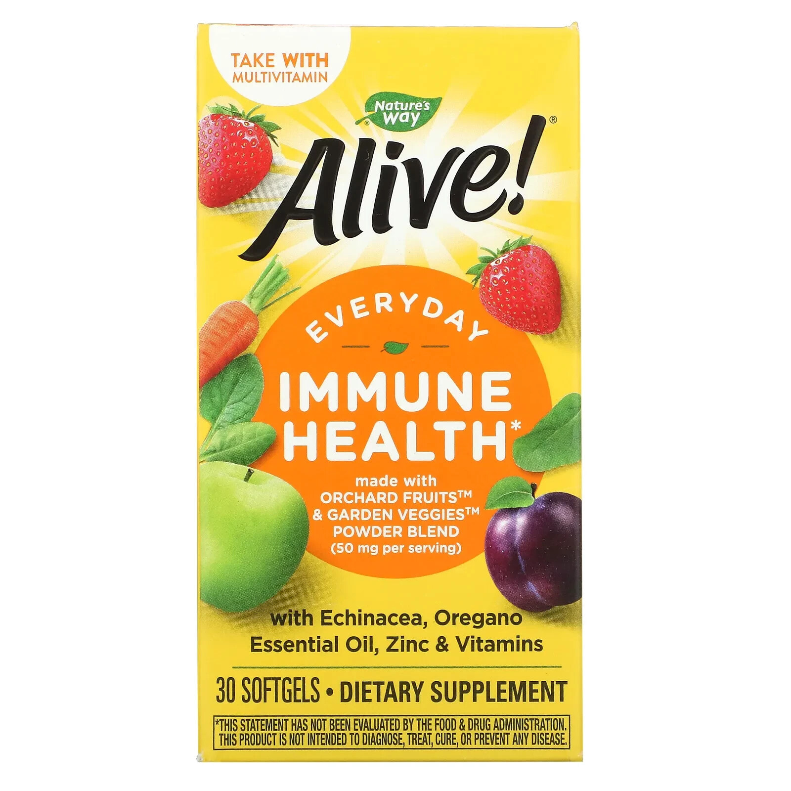 Натурес Вэй, Alive! добавка для поддержки здоровья иммунной системы, 30 мягких таблеток