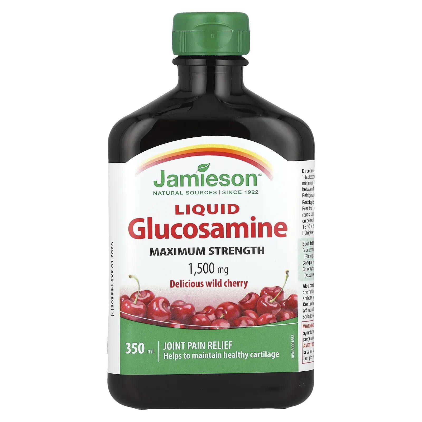 Liquid Glucosamine, Maximum Strength, Delicious Wild Cherry, 1,500 mg, 350 ml