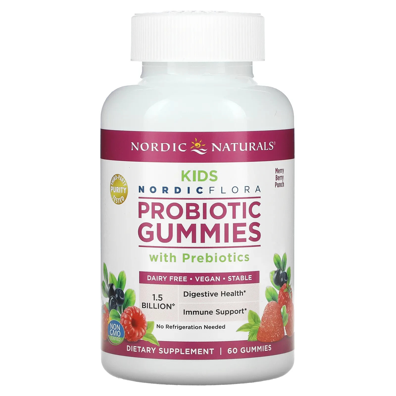 Nordic Naturals, Жевательные таблетки с пробиотиками для детей, веселый ягодный пунш, 60 жевательных конфет