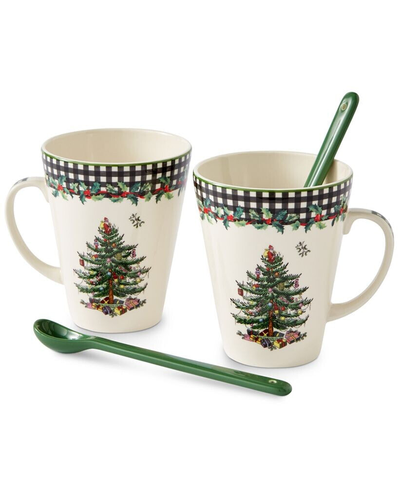 Spode christmas Tree 2024 Annual 4 Pc. Mug & Spoon Set, Created for Macy's