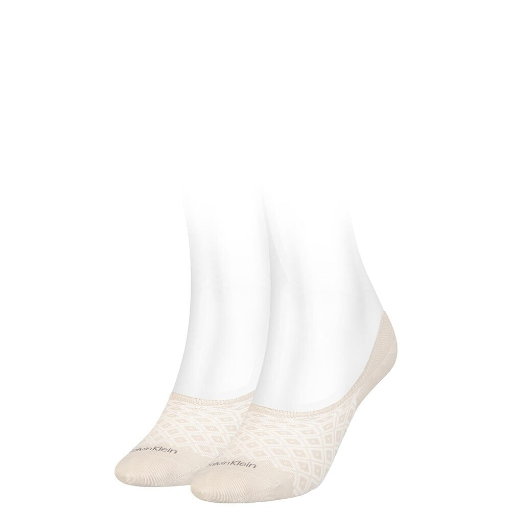 CALVIN KLEIN Footie High Cut Diamond Open Work Socks 2 Pairs