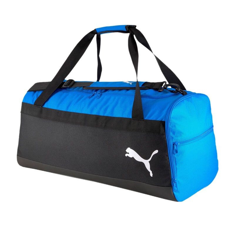 Мужская спортивная черная сумка синяя текстильная большая для тренировки с ручками через плечо Puma teamGOAL 23 size M 076859-02