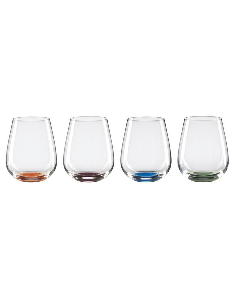 Oneida bottoms Up Color Bottom Stemless Wine Glasses, Set of 4