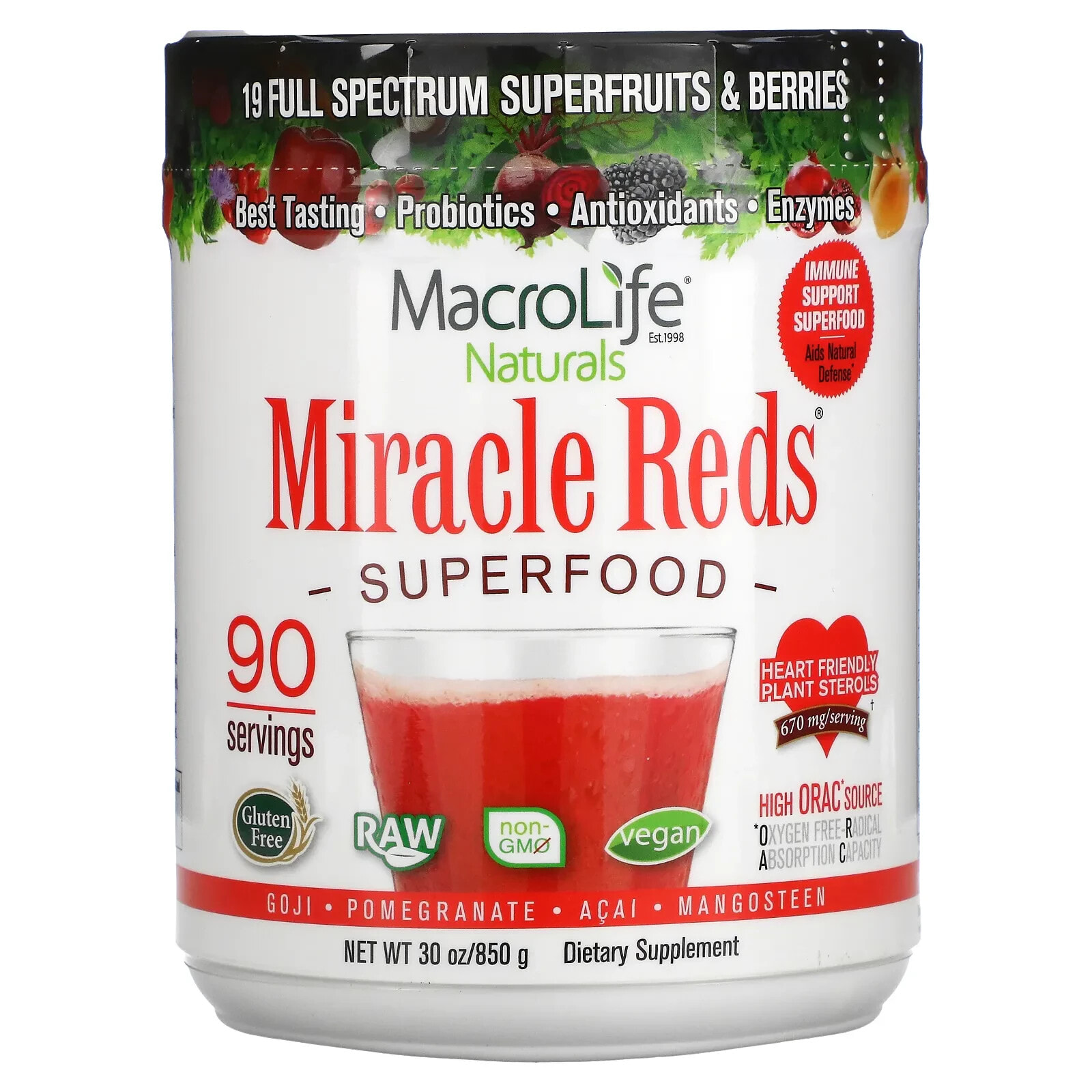 Miracle Reds, Superfood, Goji, Pomegranate, Acai, Mangosteen, 0.3 oz (9.5 g)