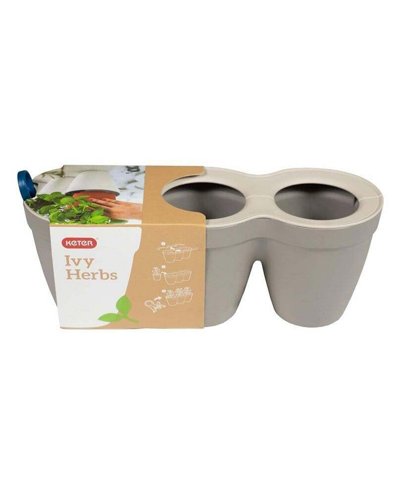 232744 Ivy Herbs In Outdoor Planter Flower Pot Taupe 13 Inch