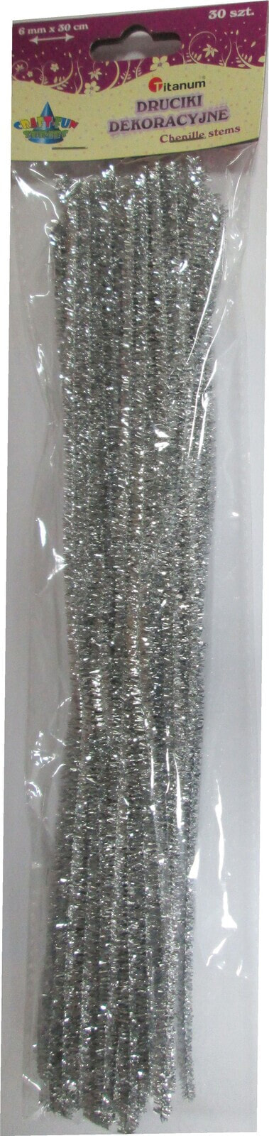 Titanum Drucik brokat srebrny 6 mm x 30 cm. 30 sztuk. 338630.