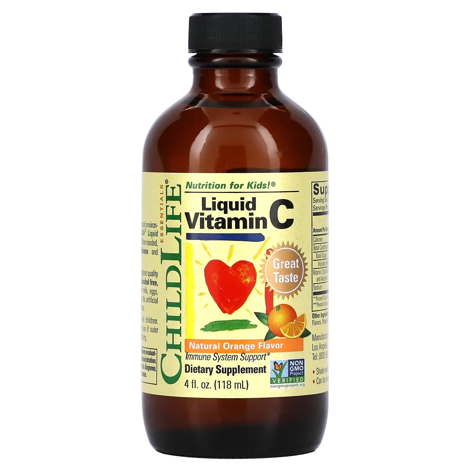 ChildLife, Essentials, Liquid Vitamin C, Natural Orange, 4 fl oz (118.5 ml)