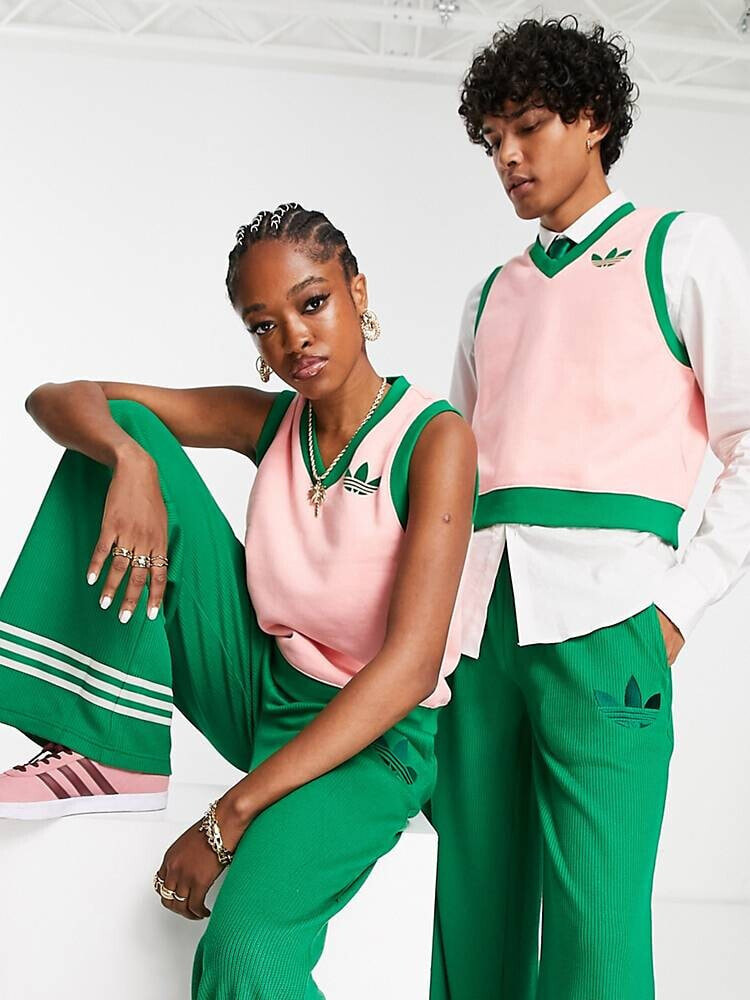 adidas Originals – adicolor 70s – Unisex-Pullunder in Rosa mit kurzem Schnitt